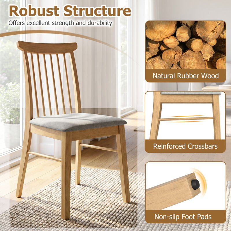 Set of 4 Fabric Kitchen Dining Chairs with Armless Rubber Wood Frame image number 4