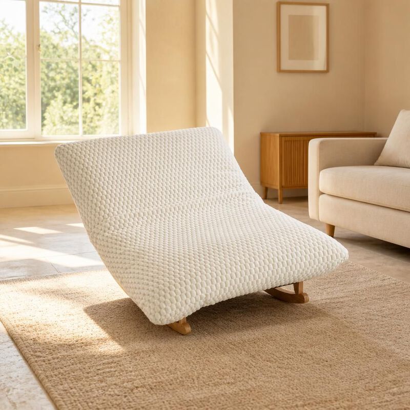 GOODSILO Armless Bean Bag Rocking Chair with Solid Wood Frame, Casual Single Lazy Sofa with Backrest for Living Room and Bedroom Seating image number 2