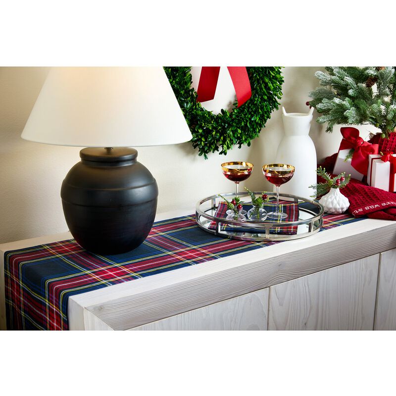 Solino Home Stewart Plaid 100% Linen Table Runner &ndash; Handcrafted, Machine Washable, Perfect for Holiday and Everyday Dining
