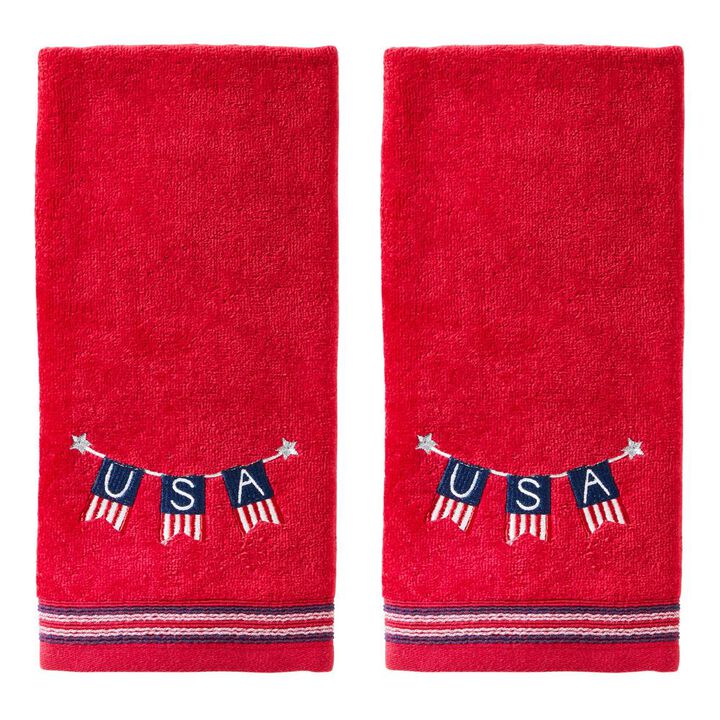 SKL Home Saturday Knight Ltd Usa Banner Hand Towel - (2-Pack) - 16x25", Red