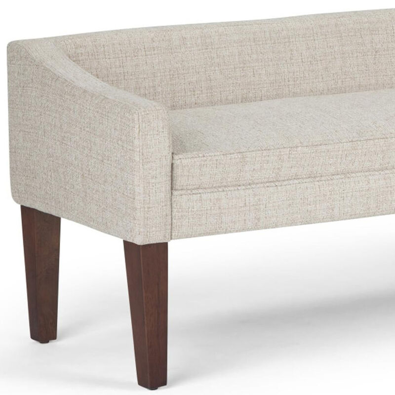 HomeRoots 50" Beige and Brown Fabric and Wood Upholstered Bench image number 3