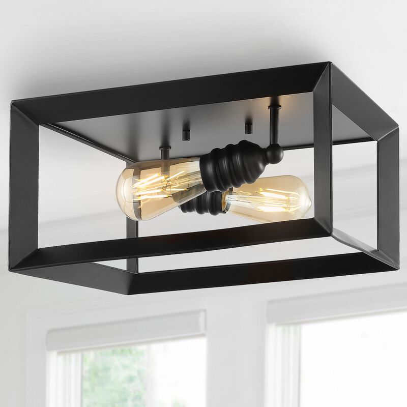 Marfa 2-Light Iron Modern Farmhouse LED Flush Mount