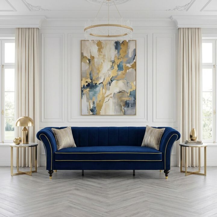 Nixbix Velvet 3‑Seater Chesterfield Sofa