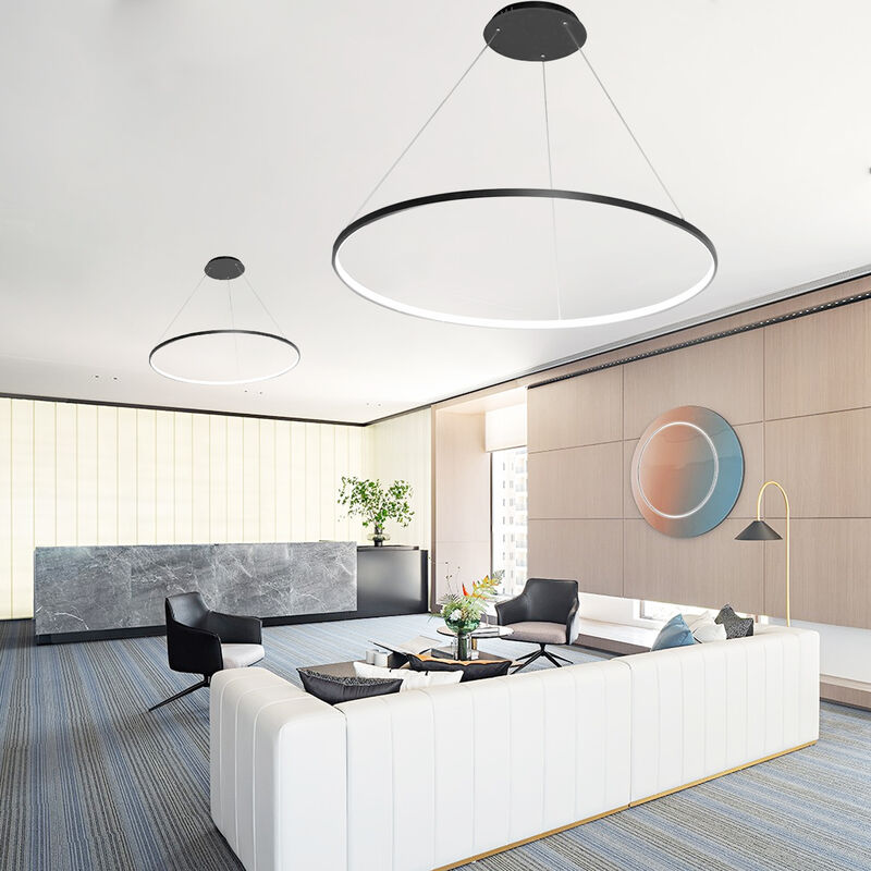 45.3 inch Circle Chandelier Round Kitchen Island Pendant Remote Dimmable image number 5