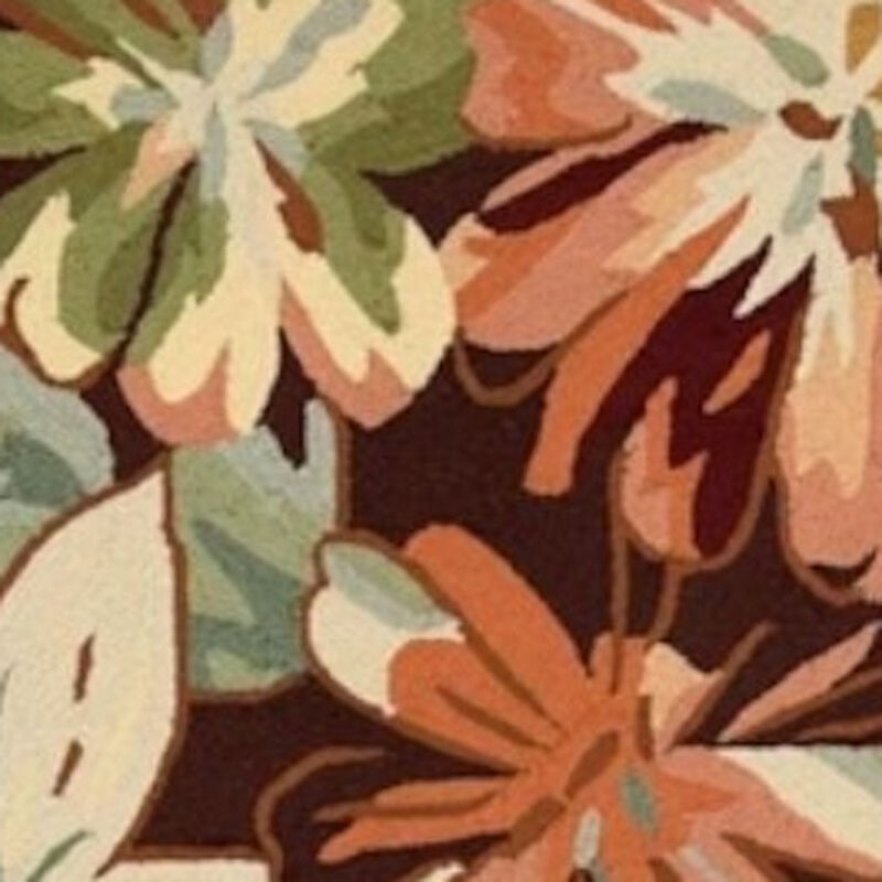 HomeRoots Botanical Leaves Hand Carved Handmade Runner Rug image number 0