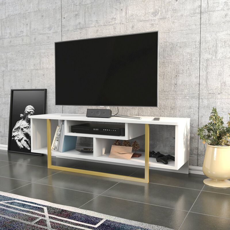 Decorotika Asal 47 Tv Stand - White Gold
