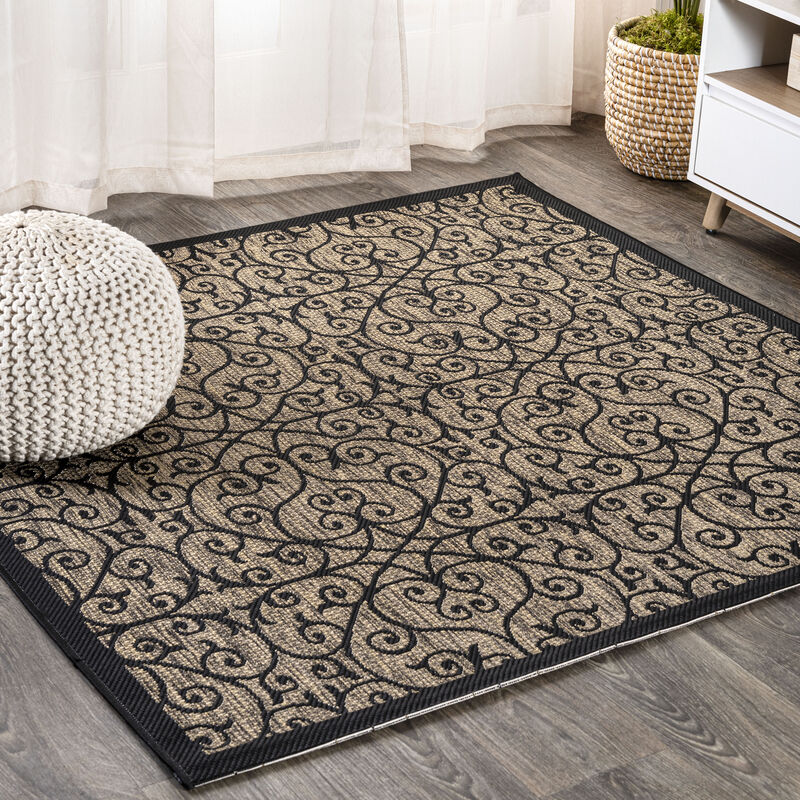 Madrid Vintage Filigree Textured Weave Square Indoor/Outdoor Area Rug