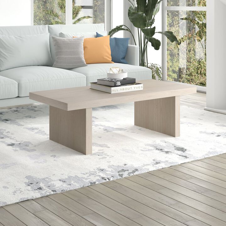 Hudson&Canal Soren 48 Wide Rectangular Coffee Table in Alder White