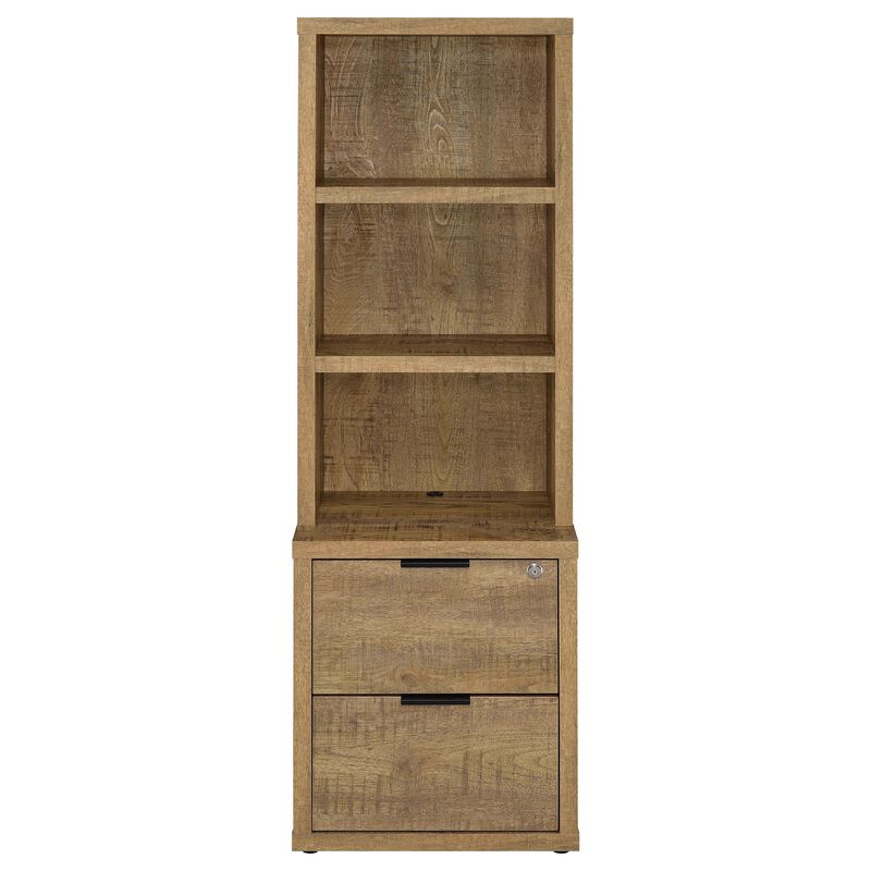 Park Bookcase with 3 Open Shelves, 2 Drawers, 61 Inch Natural Brown image number 2