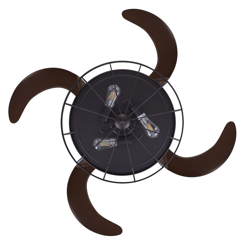 Fanaway Industri 48" Retractable Blade Ceiling Fan with Light and Remote, Industrial Fandelier Ceiling Fan, Patented Design Technology, Stronger Thicker Blades, Oil Rubbed Bronze image number 4