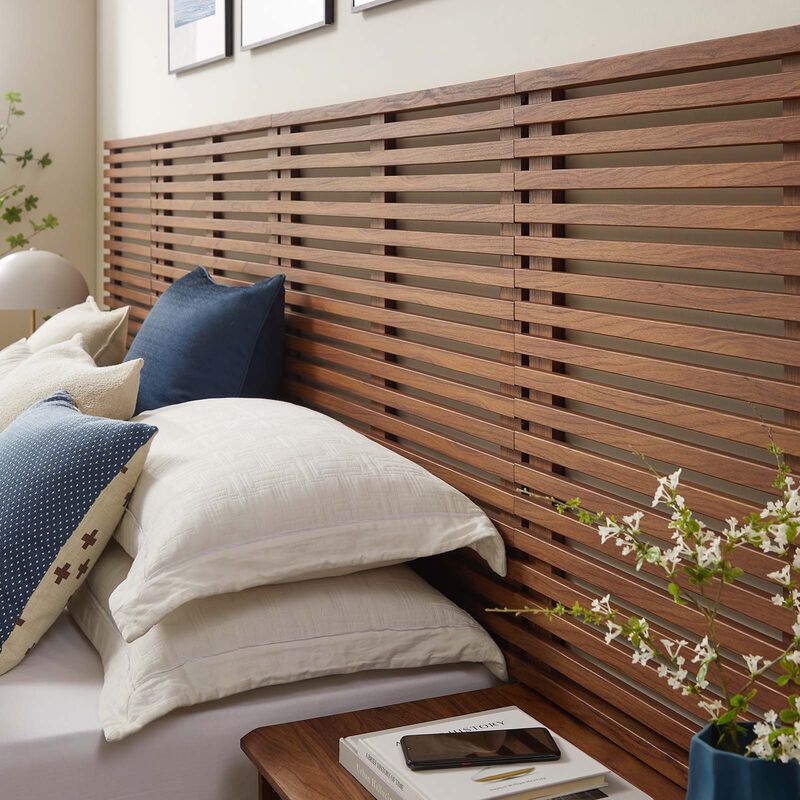 Modway - Render Wall Mount King Headboard and Modern Nightstands Walnut image number 6