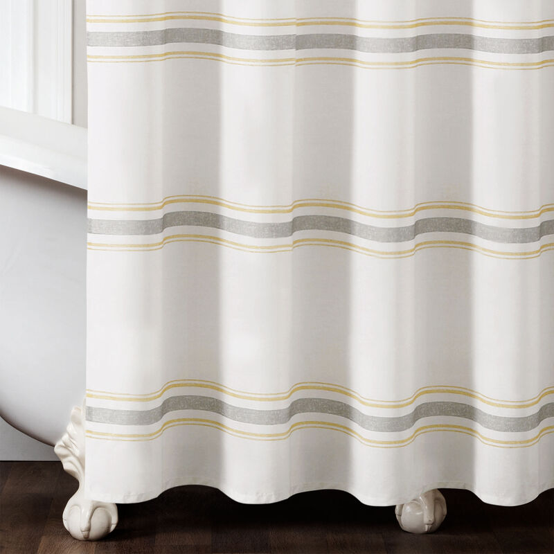 Farmhouse Stripe Cotton Shower Curtain image number 5