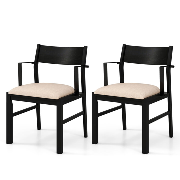 Contemporary Dining Chairs Set of 2 – Cushioned Seat with Sleek Curved Back