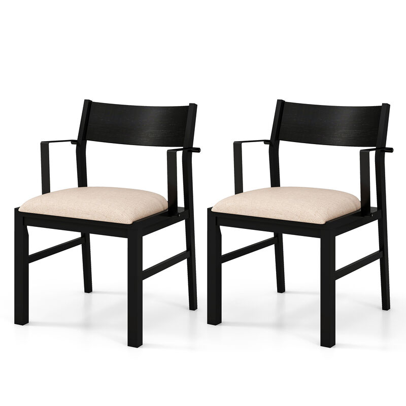 Contemporary Dining Chairs Set of 2 – Cushioned Seat with Sleek Curved Back