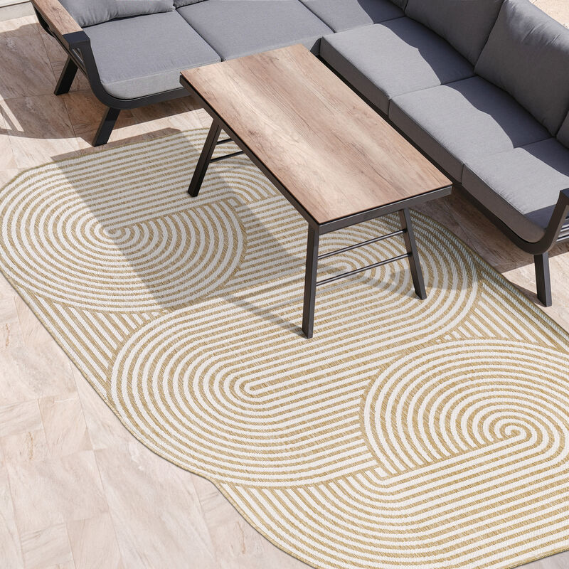 Margot Modern Geometric Arch Stripe Indoor/Outdoor Shaped Area Rug