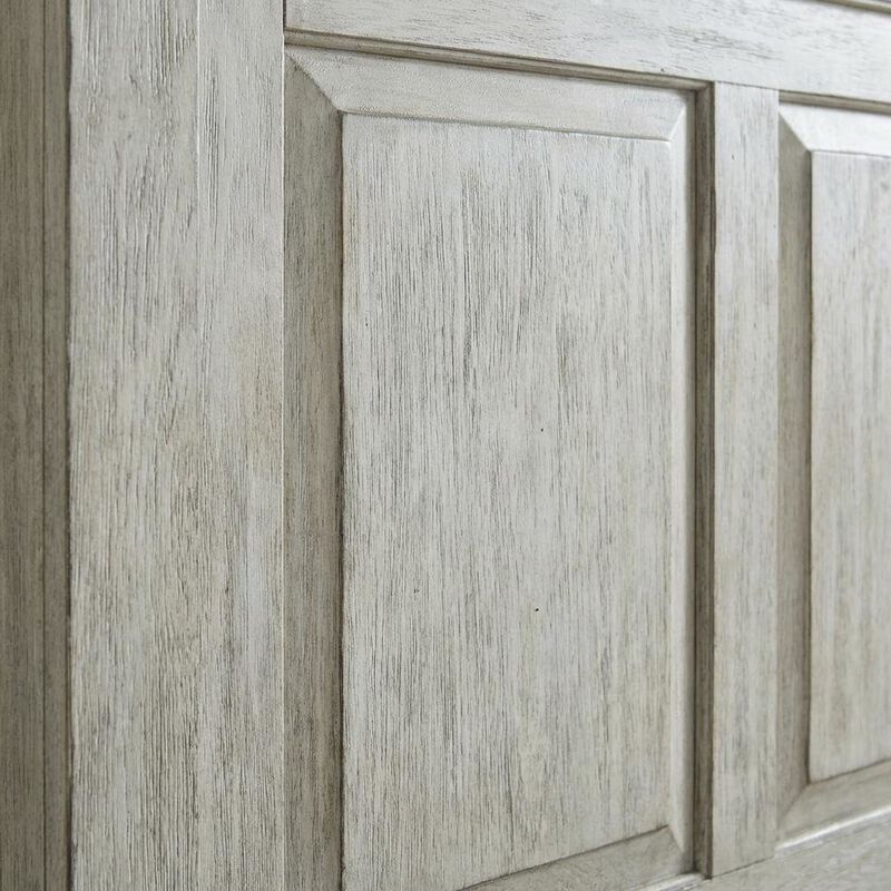 Liberty Furniture Antique White, Tobacco Top Panel Headboard, Wood Construction, Farmhouse Design image number 3