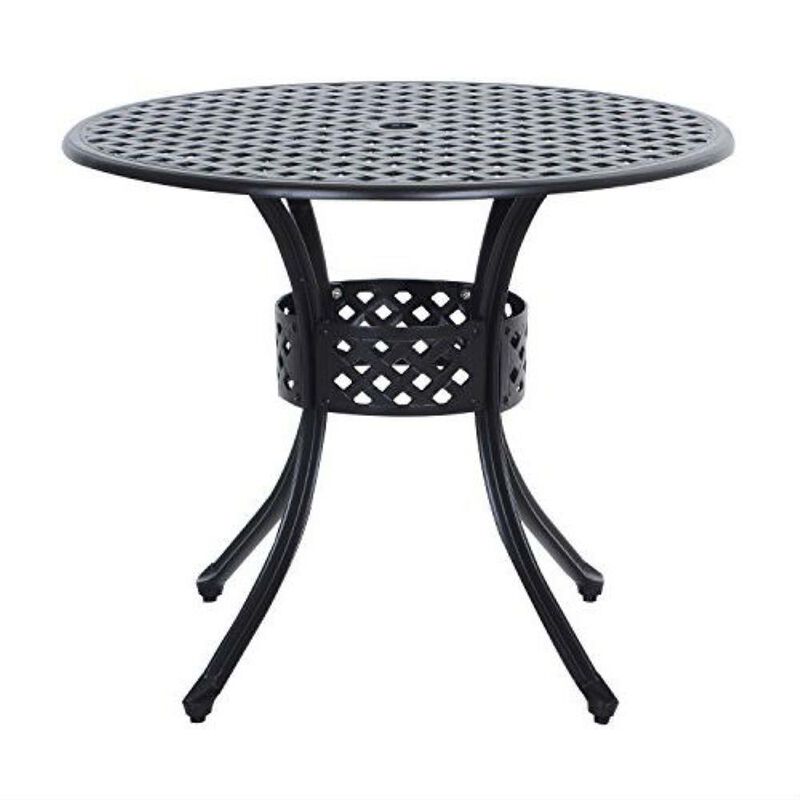 Hivvago Round Metal 33-inch Outdoor Patio Table in Black Cast Aluminum