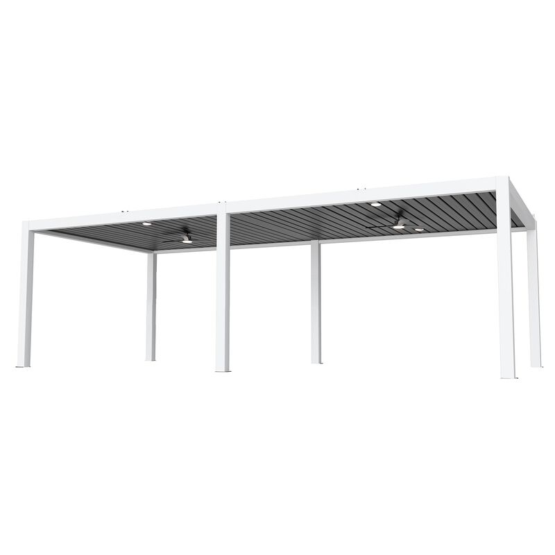 Mondawe 13'x28' Solar Pergola With Smart Automation,Self-Regulating Shades & Hidden Drainage System