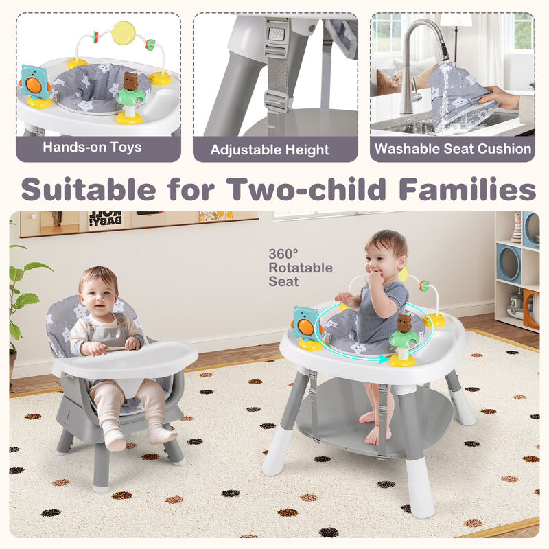 Convertible 16 in 1 Baby Highchair with Activity Center for Toddlers and Infants image number 3