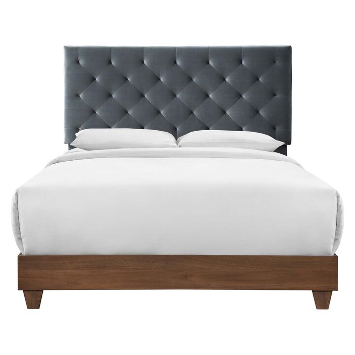 Modway - Rhiannon Diamond Tufted Upholstered Performance Velvet Queen Bed