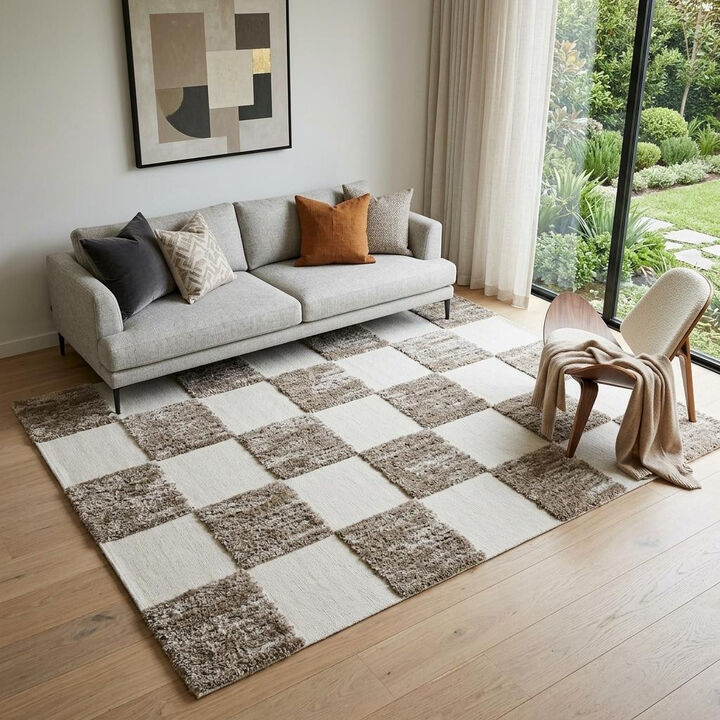HomeRoots Checkered Power Loom Area Rug