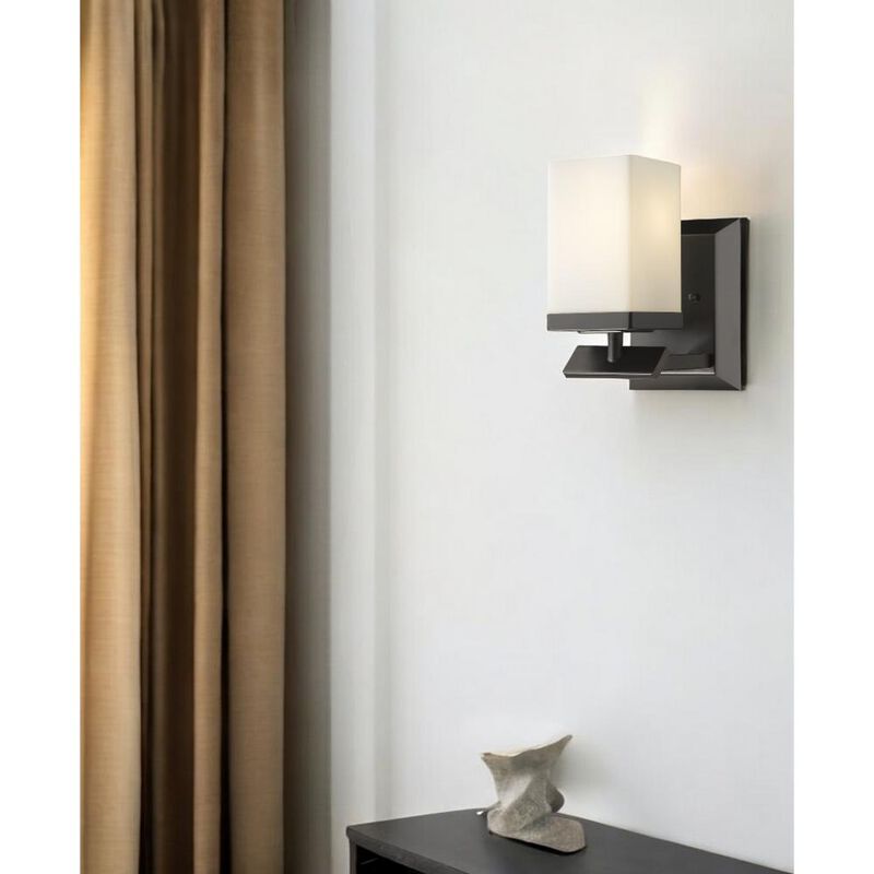 Hivvago One Light Bronze Frosted Glass Wall Sconce