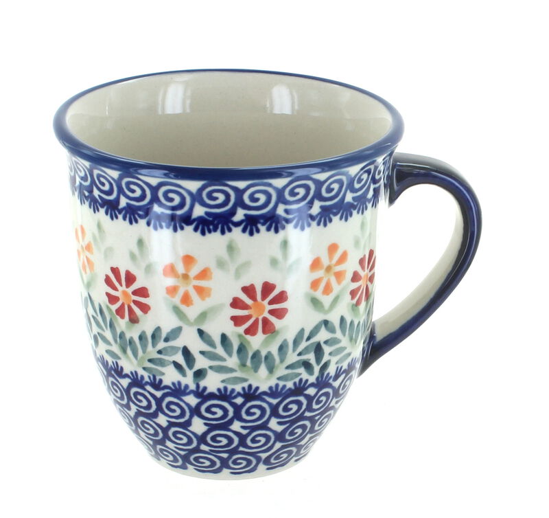 Blue Rose Polish Pottery Floating Fern Breakfast Mug