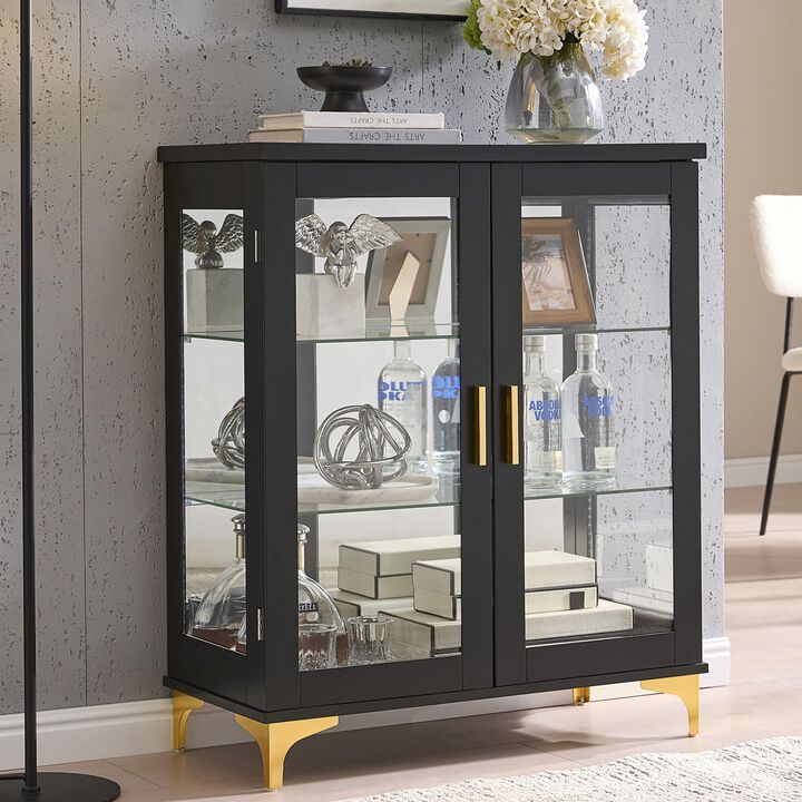 Kings Brand Furniture Cataleya 3-Tier Curio Display Cabinet Organizer with Storage Shelves for Figures & Collection Exhibit for Living Room, Bedroom