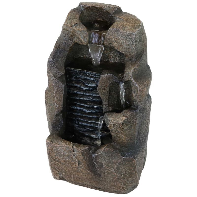 Sunnydaze Stony Rock Waterfall Resin Indoor Tabletop Water Fountain - 11 in