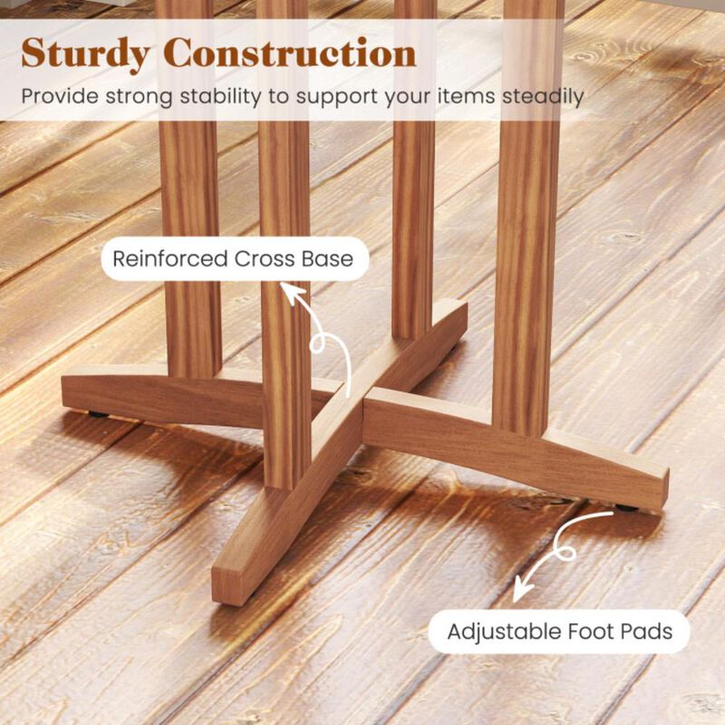 Hivvago Outdoor Acacia Wood Bar Table with Slatted Table Top