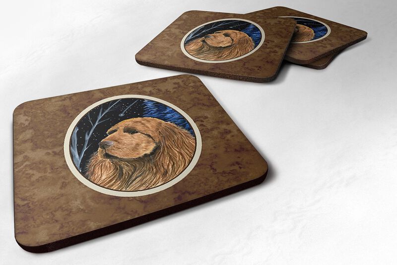 Caroline's Treasures SS8391FC Starry Night Sussex Spaniel Foam Coasters Set of 4 (Set of 4), 3.5 H x 3.5 W, Multicolor