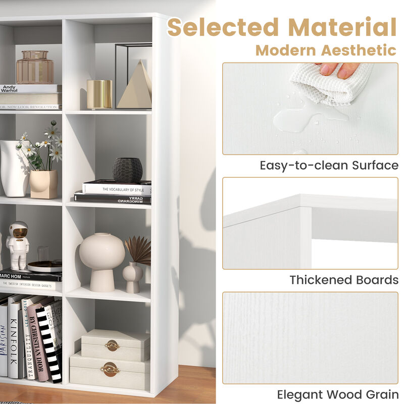 8 Cube Bookshelf with Back Guardrail for Living Room Bedroom