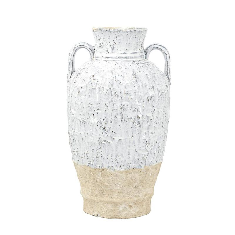 HomeRoots 16" Beige And Ivory Amphora Terracotta Urn image number 0