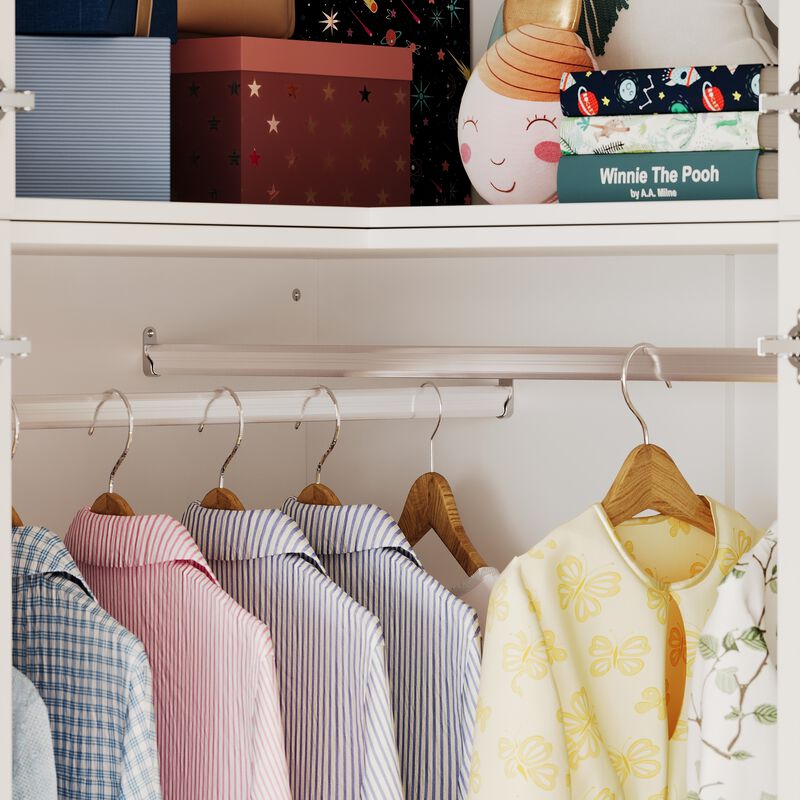 FUFU&GAGA Modern White L-Shaped Wardrobe with Large Storage, Doors & Top Cabinets with Golden Handles, Drawers, PB with Laminate Finish (35.4 in. W x 35.4 in. D x 94.5 in. H)