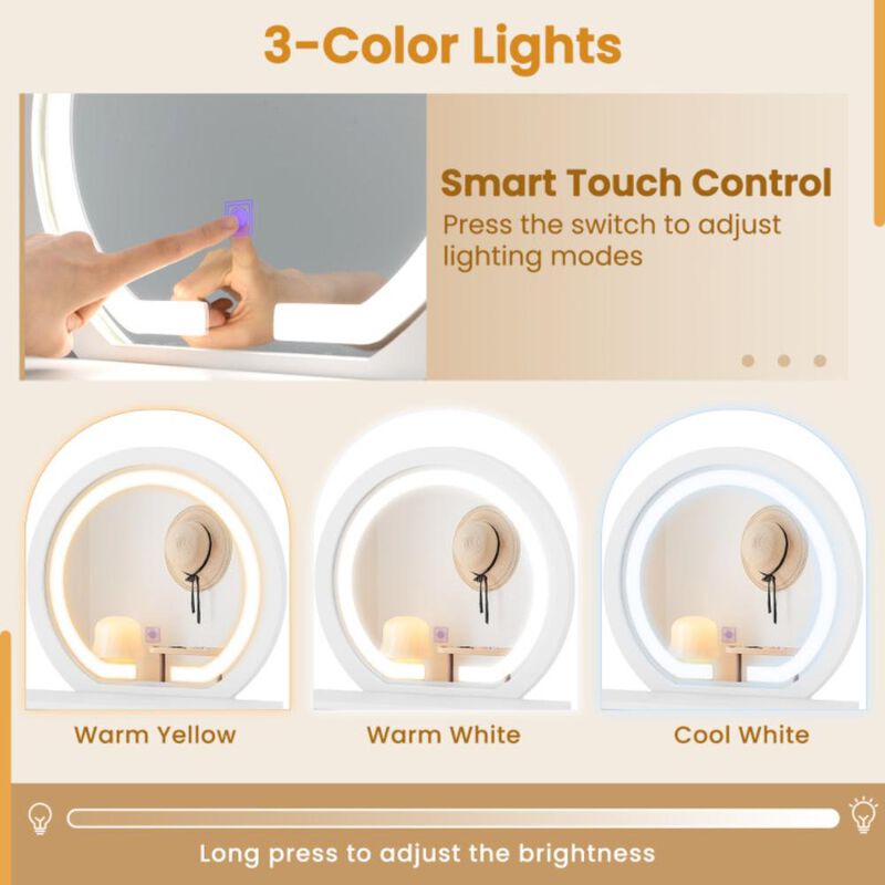 Hivvago LED Lighted Vanity Mirror for Bedroom Tabletop