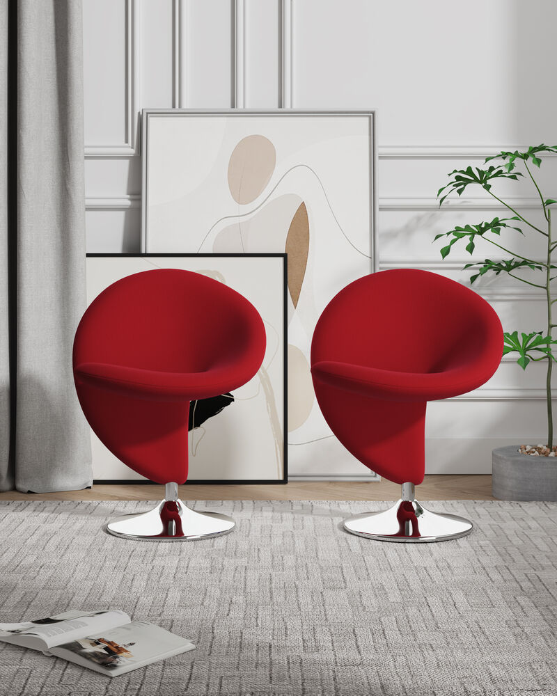 Curl Red Swivel Accent Chairs (Set of 2)
