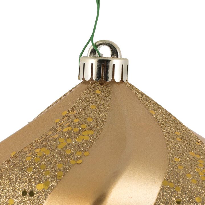 Vickerman 6" Copper Gold Swirl Diamond UV Candy Christmas Ornament, Set of 3