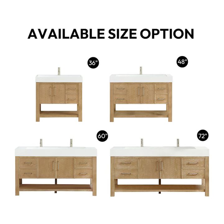 Vinnova Design Vera 48 Free-standing Single Bath Vanity in Washed Ash Grey