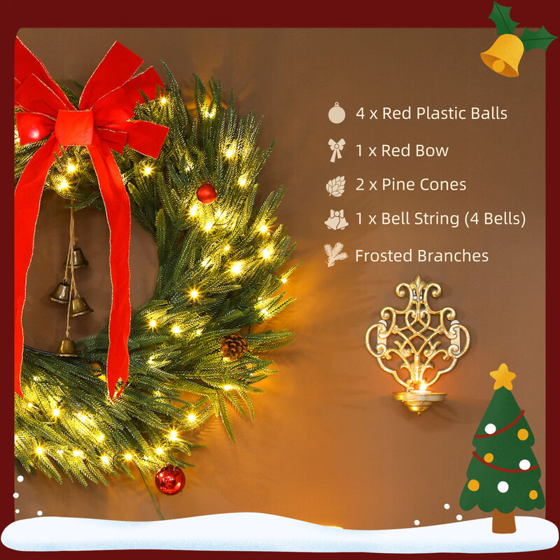 BreeBe 36 Inch Lighted Christmas Wreath with 8 Lighting Modes image number 5