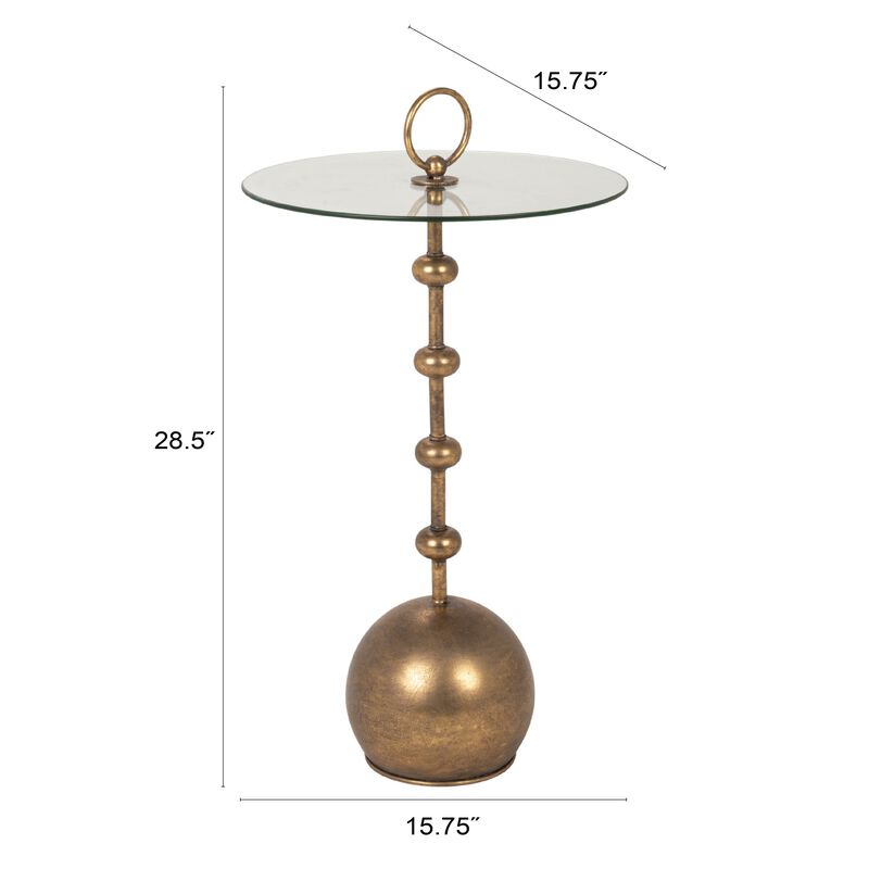 Rowena Interiors Metal and Glass Accent Table, Antique Brass Finish image number 4