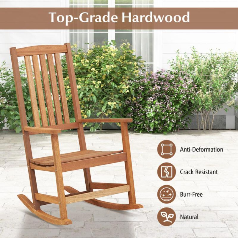 Hivvago Patio Rocking Chair Ergonomic High-Back Outdoor Rocker with Smooth Rocking Base