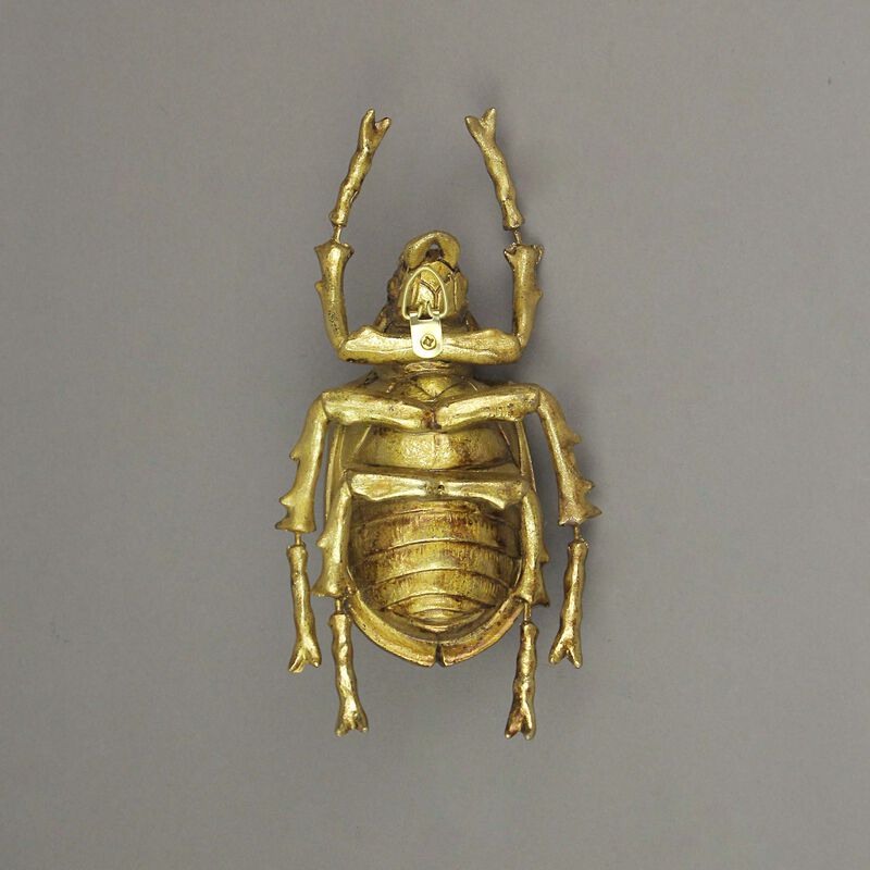 Resin Gold Ground Beetle Painted Sculpture Wall Art Home Decor Hanging Statue image number 2