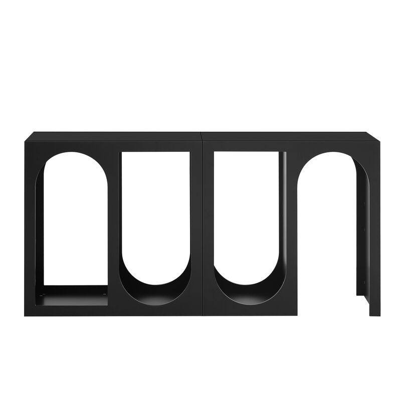 U_STYLE Modular Entryway Console Table with Rectangular Exterior and Curved Interior Design for Customizable Arrangements,Suitable for Entrance and Living Room