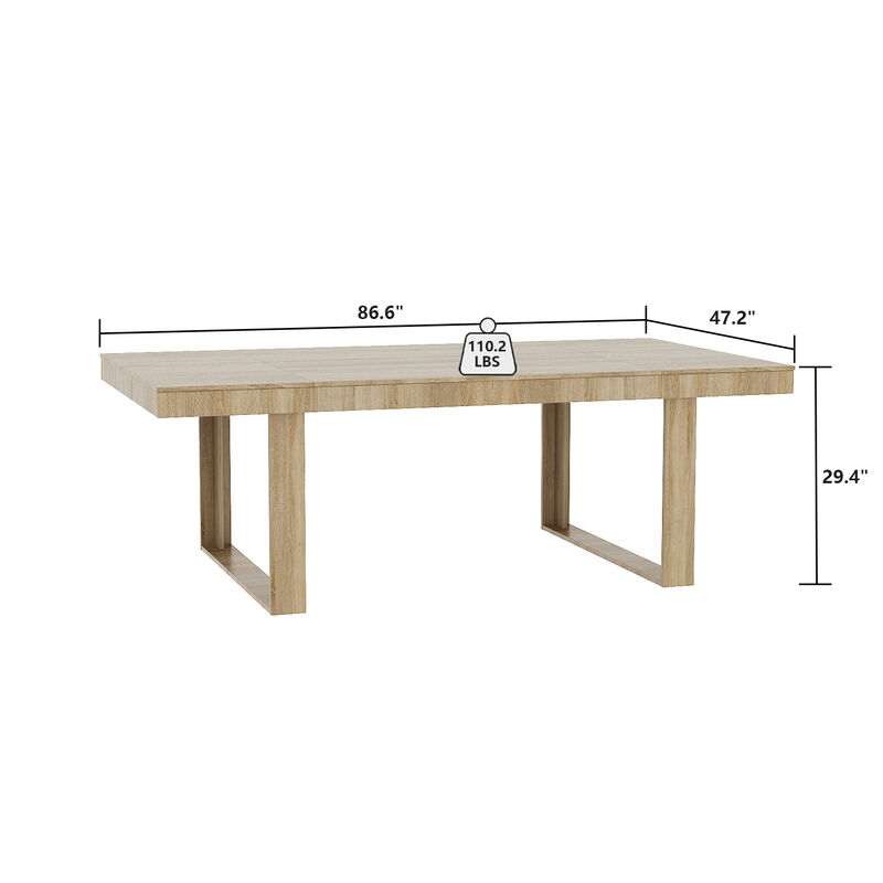 86.6 in. Width, Retangular Wood Grain Wooden Computer Desk, Writing Desk, Natural with Wooden Frame