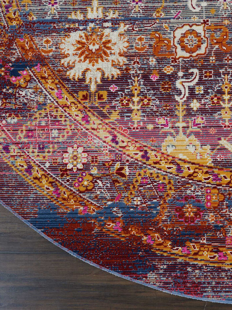 Vintage Kashan VKA03 Red/Multicolor 6' x Round Rug