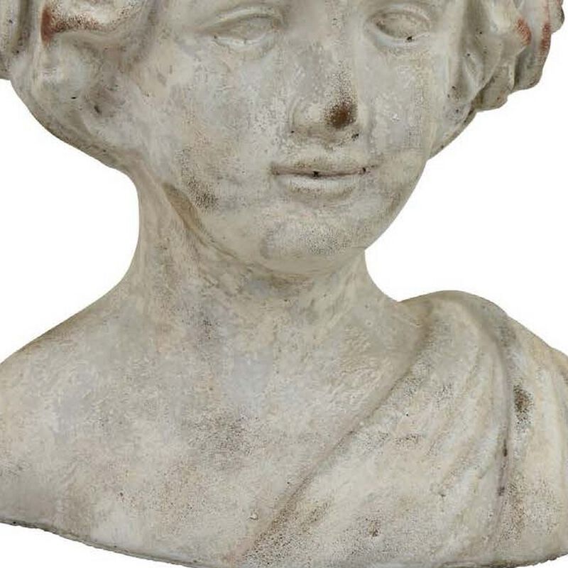 Accent Planter, Italian Style Female Bust Sculpture Ivory Terracotta - Benzara
