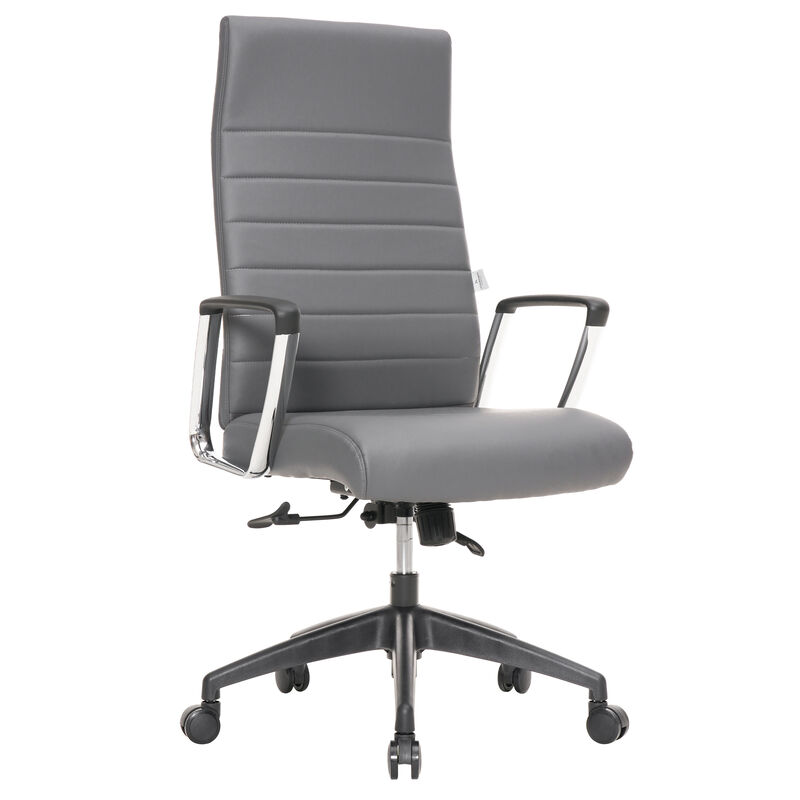 LeisureMod Hilton Modern High Back Leather Conference Office Chair with Adjustable Height & Swivel &ndash; Ergonomic and Stylish Office Seating