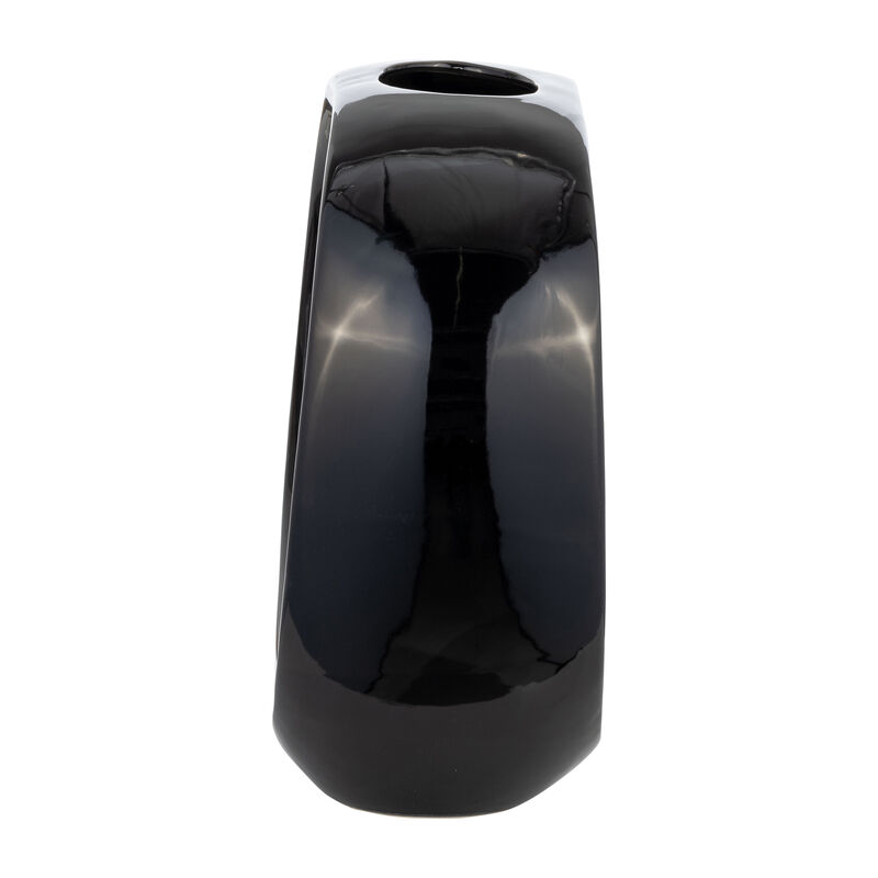 11"H Oval Vase, Shiny Black image number 3