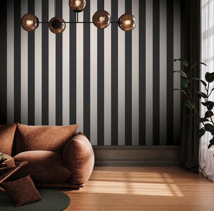 Style Sisters Medium Stripe Black Wallpaper SS21233