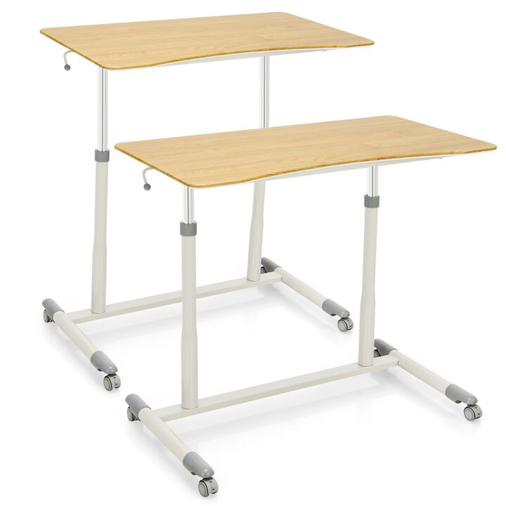 Height Adjustable Computer Desk Sit to Stand Rolling Notebook Table
